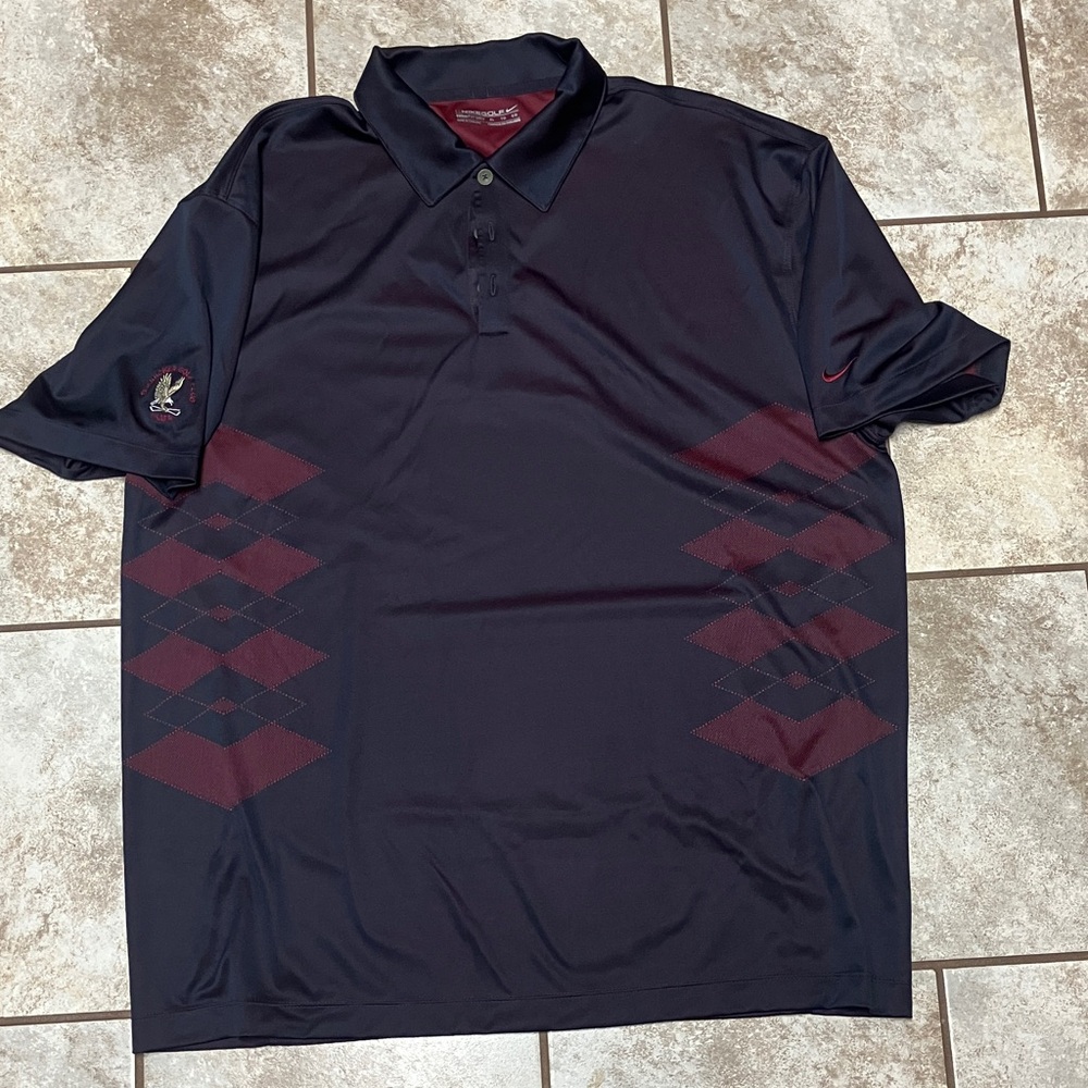 Men's Black and Red Polo Shirt - Eisenhower Golf Club USAFA Logo